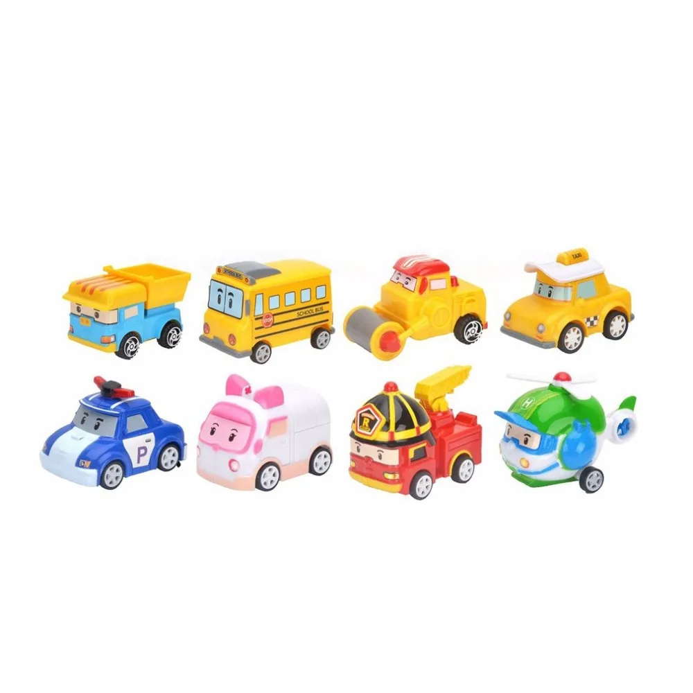 8 в 1 робот игрушечных автомобилей нетоксичный тянуть обратно автомобили транспортного средства Набор Робот-трансформер "милый мультфильм образовательная игрушка для детей