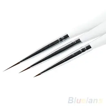 

Women's 3Pcs Acrylic Nail Professional Art Brush Liner Painting Drawing Pen Manicure Tool Set Kit Makeup Supplies