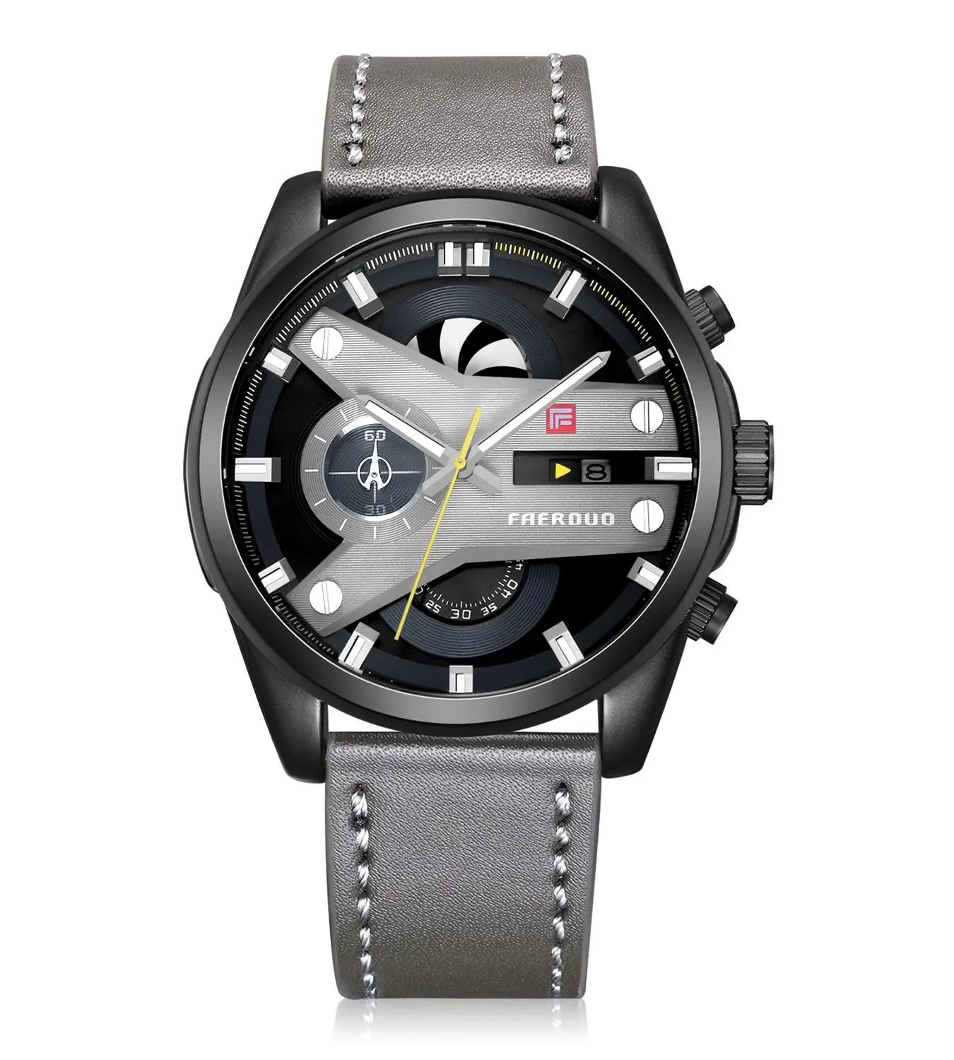 FAERDUO F8228M Мужские часы Мужские кварцевые часы водонепроницаемые Простые Модные Часы - Цвет: Yellow