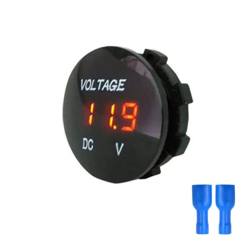 Mini Round Waterproof Motorboat Motorcycle DC5V-48V LED Panel Digital Voltmeter Tester Monitor Display Voltmeter best digital tape measure Measurement & Analysis Tools