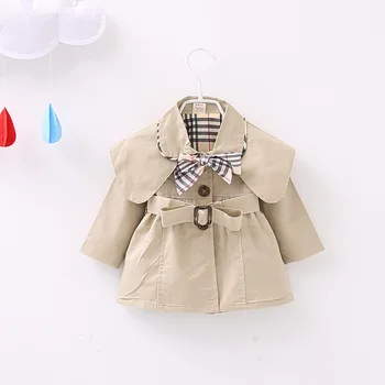 

Toddler Baby Girls Coat Brand Spring Girl Jacket With Belt Children Clothes Girl Trench Kids Cotton Windbreaker