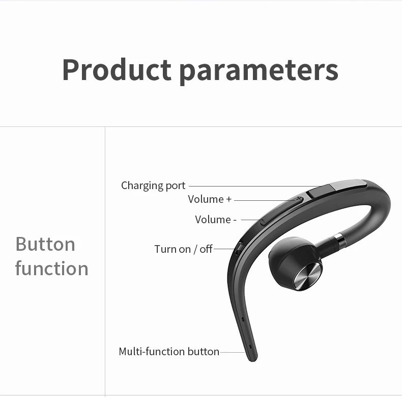 D15 180 rotation left and right Ear Hook Bluetooth Earphones TWS Earbud Headset Single Side Wireless Headphone For Business