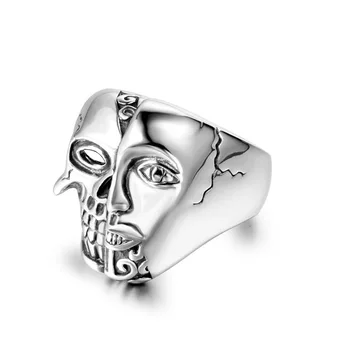 

Hemiston Punk Alternative trend double faced Skull Ring Titanium Steel Ring Trend Jewelry For Men Gift Rock Style Ring