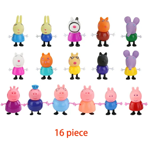 16 PCS 25 шт. Peppa Pig классная площадка музыкальная вилла сад роскошный дом обеденный автомобиль сцена экшн-игрушки Фигурки игра игрушка подарок - Цвет: 16 PCS