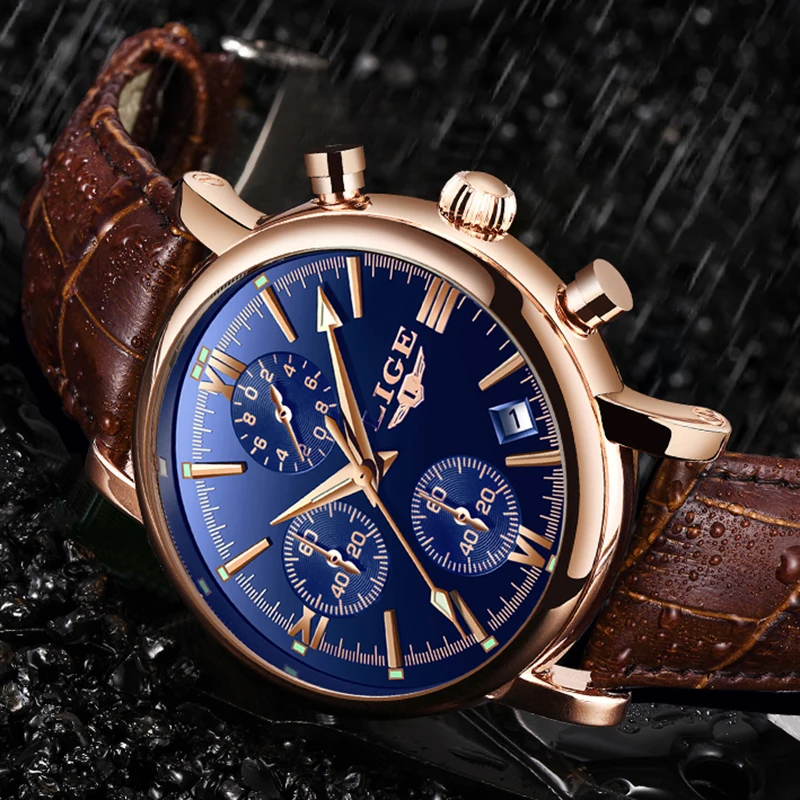 

2019 LIGE Business Leather Fashion Waterproof Quartz Watch For Mens Watches Top Brand Luxury Male Date Clock Relogio Masculino