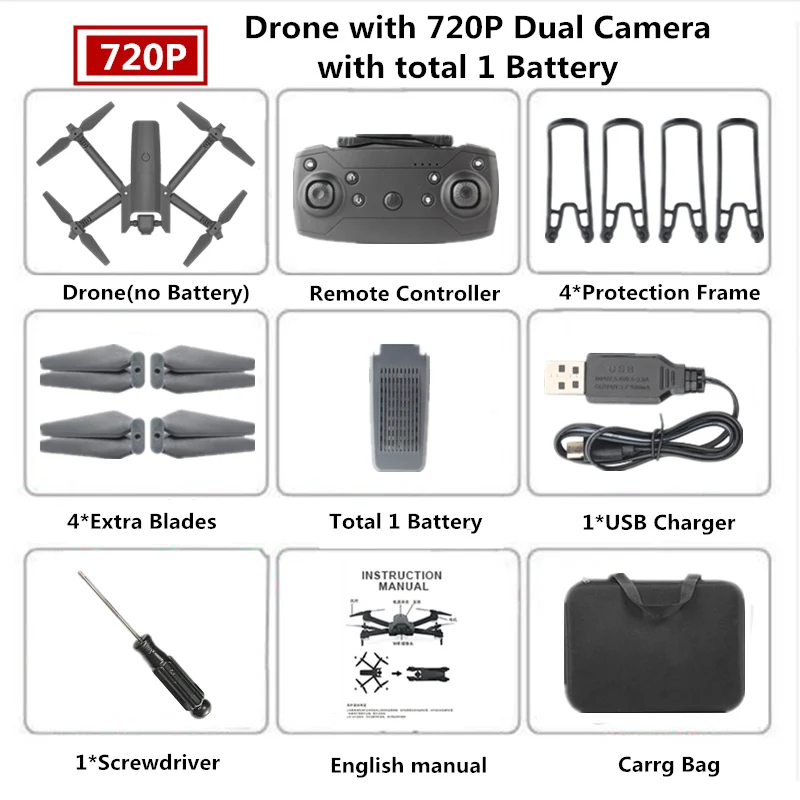 720P Carry Box 1 Мини-Дрон 4K WiFi FPV HD Двойная камера оптический поток Следуйте Квадрокоптер режим удержания высоты складной вертолет игрушка подарок для начинающих - Цвет: 720P Carry Box 1