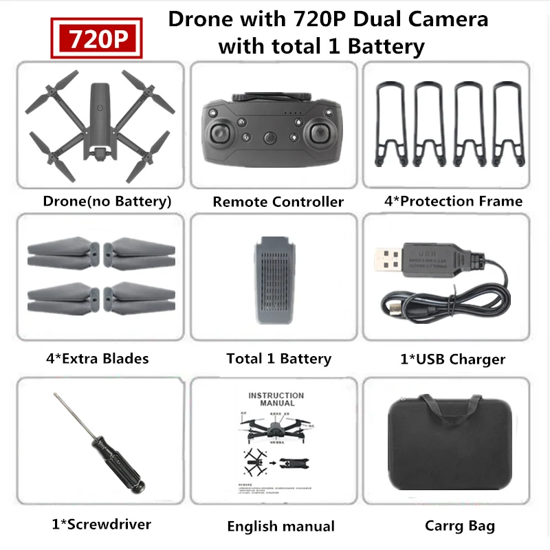 Мини-Дрон 4K WiFi FPV HD Двойная камера оптический поток Следуйте Квадрокоптер режим удержания высоты складной вертолет игрушка подарок для начинающих - Цвет: 720P Carry Box 1