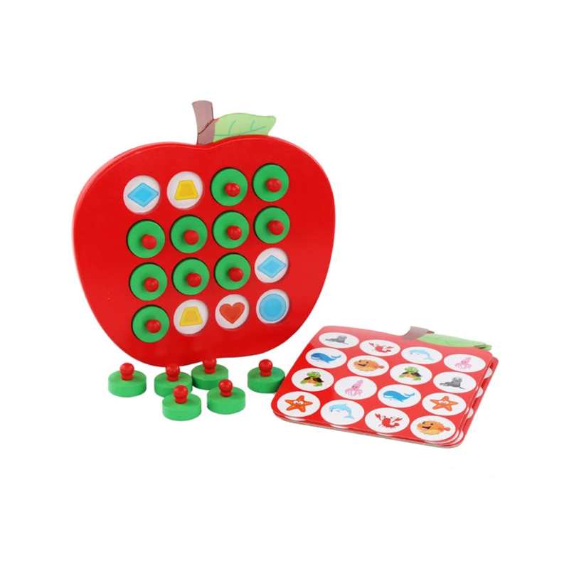 Раннее Образование 3D пазл, игрушки для детей деревянные яблоко памяти соответствия шахматная игра семья случайные Игры Головоломка идеальный подарок на день детей