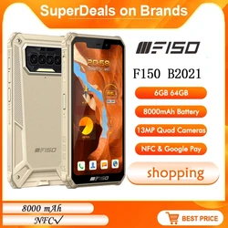 F150 B2021 Waterproof 6+64GB 8000mAh  Octa Core  Rugged Mobile Phone HD+MediaTek Helio G25 13MP Camera Phone