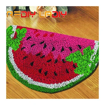 

Latch Hook Rug Kits Crocheting Carpet Rug Watermelon Acrylic Yarn Printed Color Canvas Cushion Mat Crochet Tapestry Sofa Decor