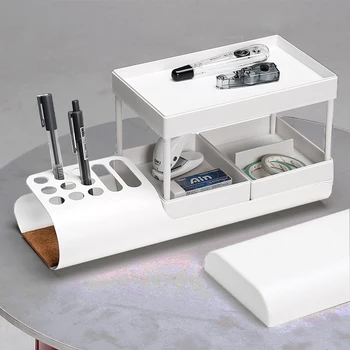 

Multifunctional Stationery Holder Creative Desk Organizer Plastic Storage Box Shelves Pencil Case Stand Office School Supplies