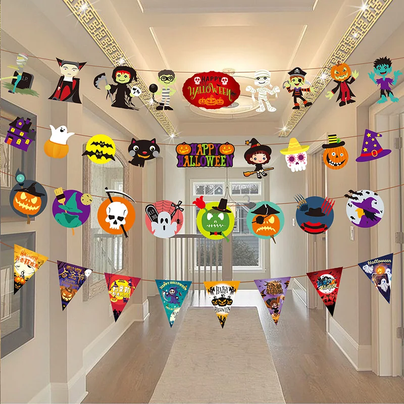 

Halloween Pary Game Decoration pumpkin skull ghost Banner for Baby Home House decoration Kids Children DIY Gifts
