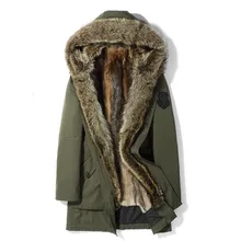 Пальто с натуральным мехом норки, меховая подкладка, парка, зимняя куртка для мужчин, воротник из натурального меха енота, Роскошные теплые куртки MG-1807109 MY1705
