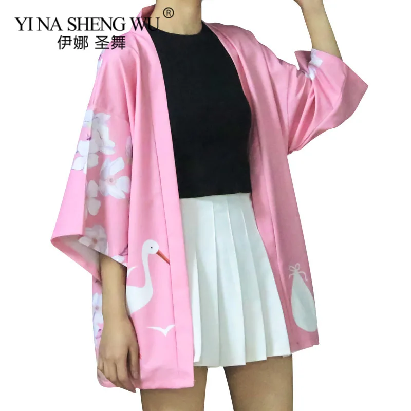 Kimono Women Asia Japanese Kimono Cardigan Cosplay Blouse Neutral Man Japanese Yukata Female Summer Beach Casual Coat