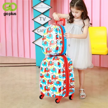 

GOPLUS Cartoon Kids Suitcase 12" Backpack and 16" Rolling Suitcase Set Travel Suitcase with Wheel Free Shipping