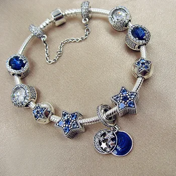 

Pan beads bracelet 925 pure silver stars gift set decorations