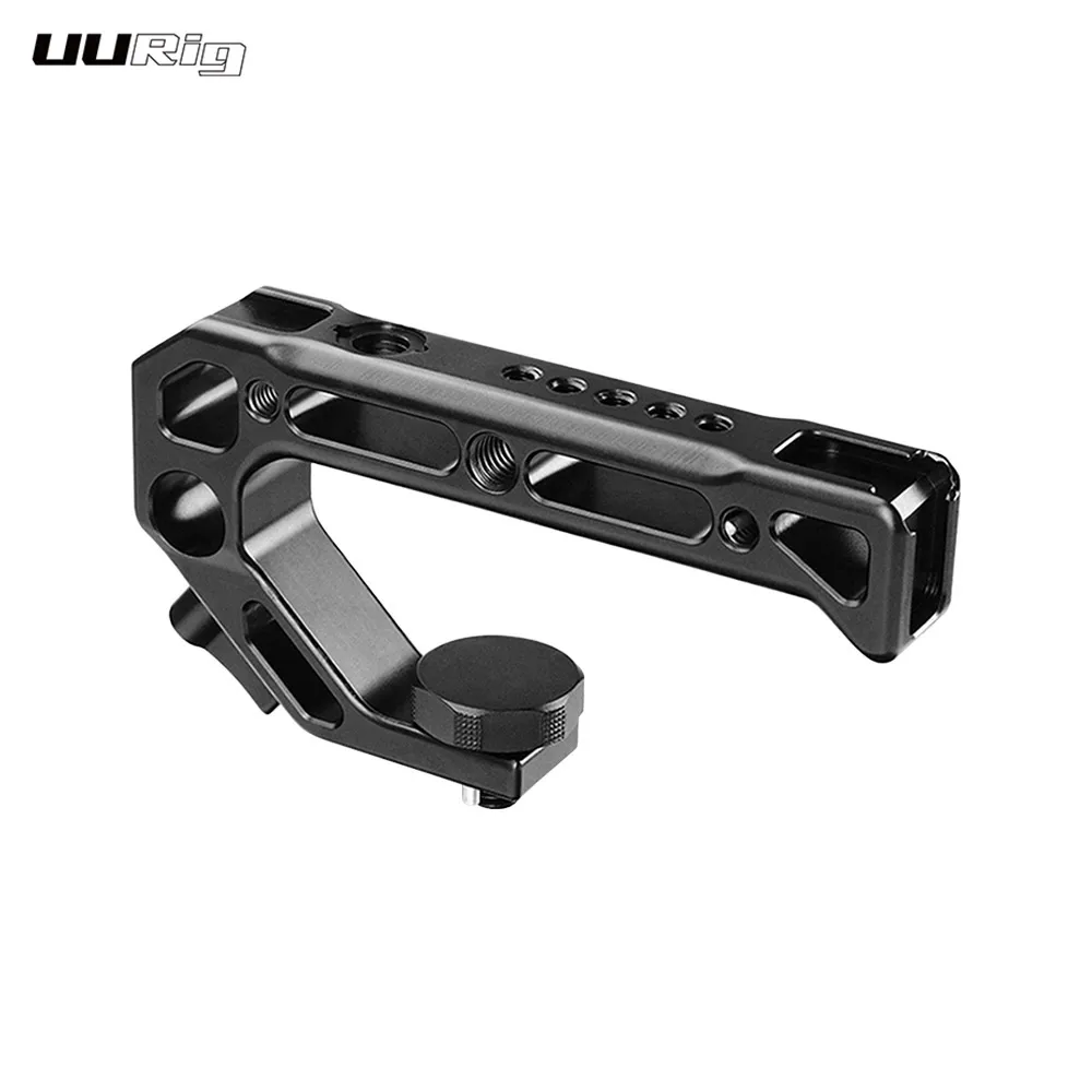 

UURig Camera Top Handle Handgrip with Cold Shoe Mounts 15mm Rod Clamp 3/8" Screw for Microphone Lights Monitor Camera Rig Cage