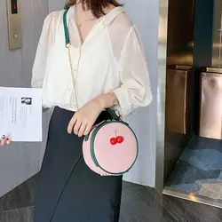 Элегантная сумка на плечо 2019 Женская дикая простая сумка-портфель для девочки модная контрастная цветная вишневая кожаная сумка Сумочка