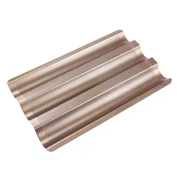 

3 Grooves Wave French Bread Baking Tray Carbon Steel Baguette Frame Rack Nonstick Loaf Baking Mold Pans for Baking