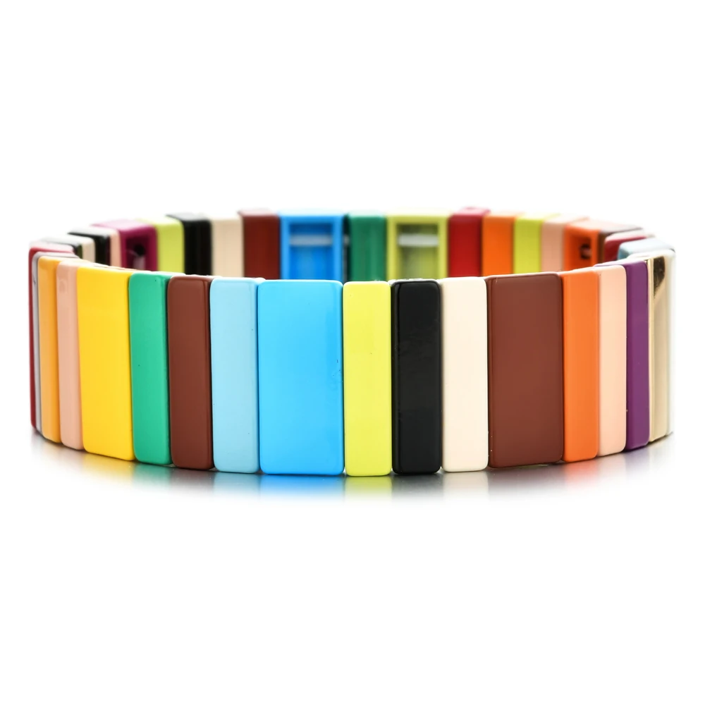 ZMZY Multiple Colors Beads Strand Bracelet Stretchy Bangle Women Jewelry Rainbow Bracelets Colorful Tile Bracelet Bohemian Mujer - Image 2