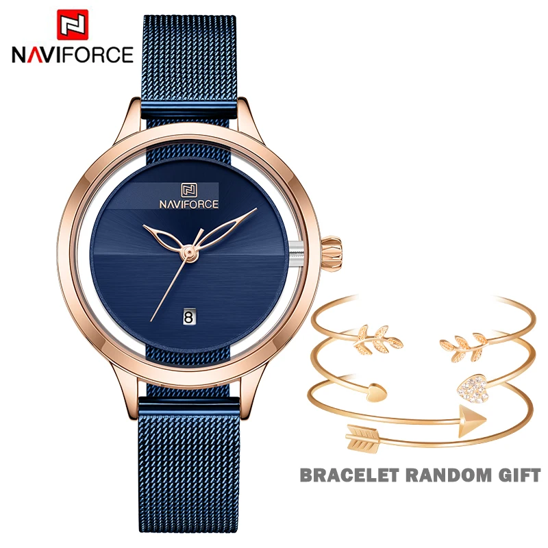 NAVIFORCE повседневные женские часы, женские деловые часы, кварцевые наручные часы, водонепроницаемые, из нержавеющей стали, роскошные часы, Relogio Feminino