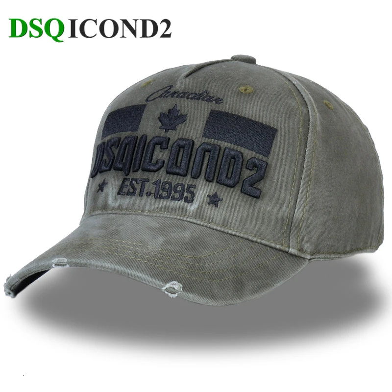 Новинка, DSQicond2, бейсболка, мужская, Армейская, зеленая, шапка, значок, надпись, вышивка, бейсболка, хип-хоп шапки, Casquette Homme Bonnet DSQ cap