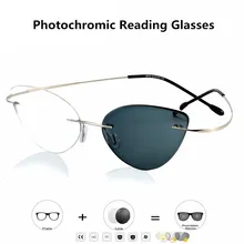 1,25 1,50 1,75 2,5 кошачьи глаза, солнцезащитные фотохромные очки для чтения, женские ультра-светильник, сплав, без оправы, очки для пресбиопии