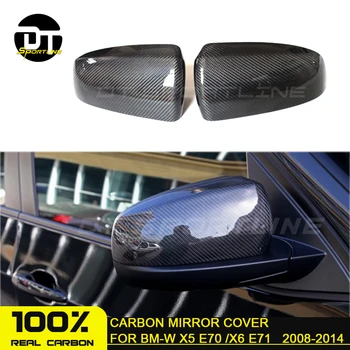 

Full Carbon Fiber mirror cover For bm x5 E70 x6 E71 Rearview Mirror Cover piano balck cover piano white and horn style cover