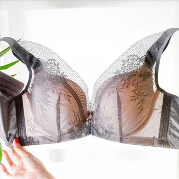 

Summer 2020 Sexy Push Up Bras Women Lace Gathered Underwear Thin Full Cup Bra With Steel Ring Bras Black Red Nude 75C-115E