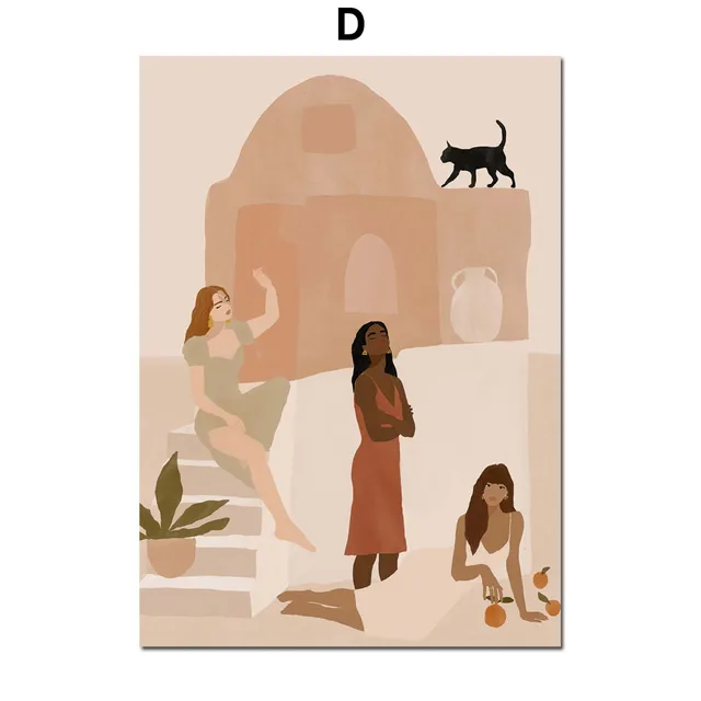 Black Cat Girl Reading Illustration Wall Art Canvas Painting Modern Nordic Posters And Prints Wall Picture For Living Room Decor D