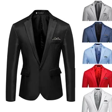 M-5XL, мужской формальный приталенный формальный костюм на одной пуговице, блейзер с длинным рукавом, хлопковый пиджак