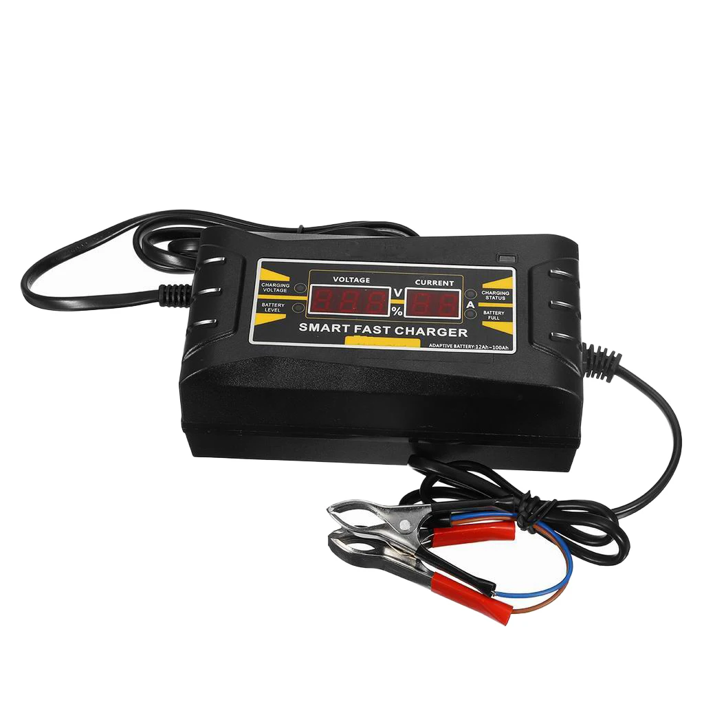 12V 6A Motorcycle Smart Fast Battery Charger with LCD Display EU Plug 