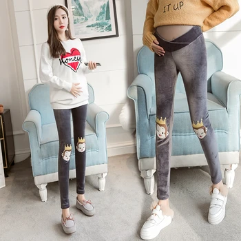 

Pregnant women pants autumn and winter leggings wear pants fashion thickening plus velvet trousers maternity dress