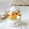 Ceramic Teapot With Strainer Vintage Porcelain British Tea Pot And Cup Set Candle Heating Glass Coffee Mugs Home Decoration ► Photo 3/6