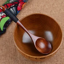 Деревянная ложка, Бамбуковая кухонная утварь, инструмент для супа, чайная ложка, питание, креативная японская ложка меда для кофе