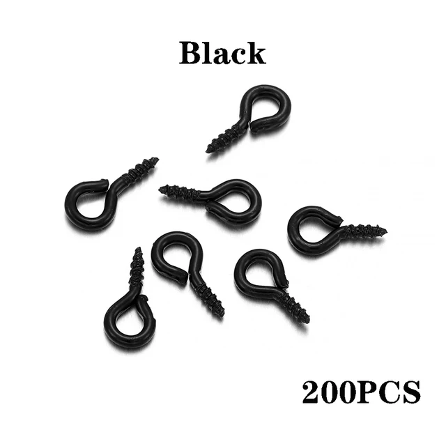 100-200pcs Small Tiny Mini Eye Pins Eyepins Hooks Eyelets Screw Threaded Gold Clasps Hooks Jewelry Findings For Making DIY Black