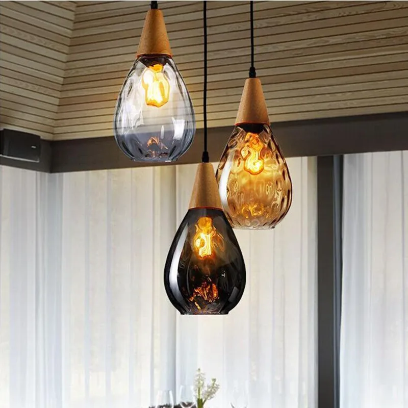 Подвесные светильники из скандинавского стекла, подвесной светильник в виде капли воды, светодиодный подвесная потолочная лампа для кухни, приспособление для кафе-бара, столовой