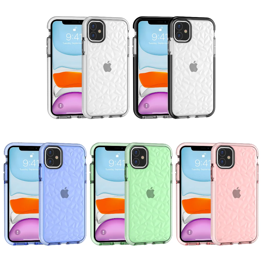 100 шт./лот прозрачный алмаз зерна ТПУ+ D30 высокого качества чехол для iPhone 6 7 8 X XS XR XS Max 6 7 8 plus 11 Pro максимальный чехол