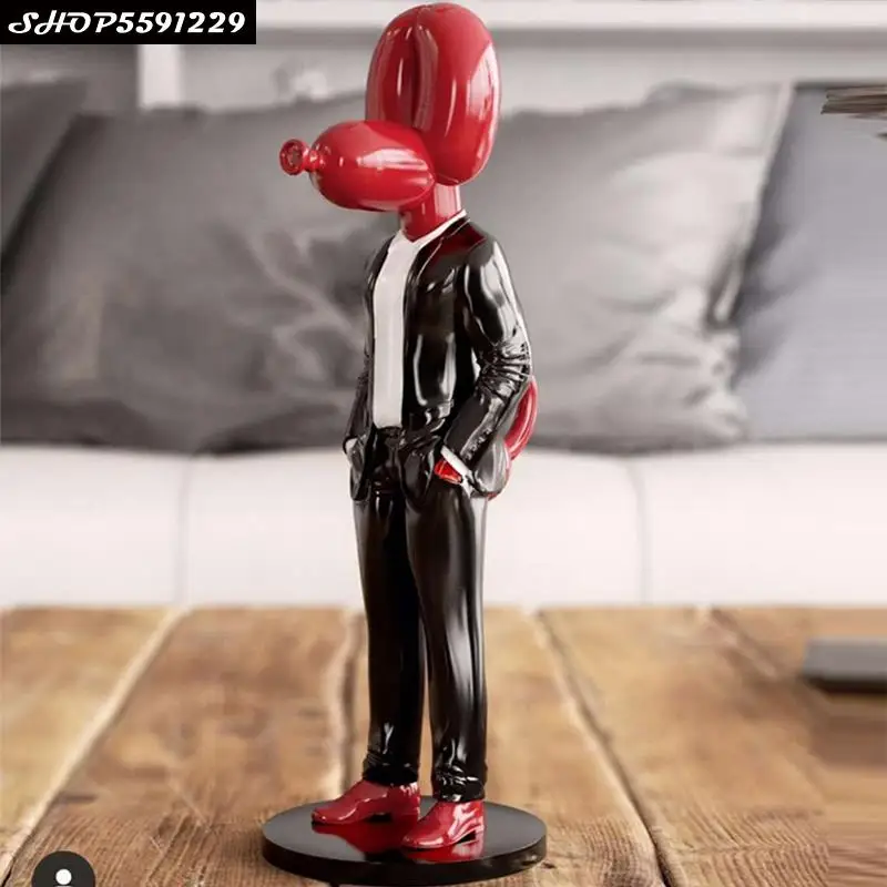 New Style Gentleman Balloon Dog Modern Red Resin Animal Figurine Office Countertop Decoration Home Gift | Дом и сад