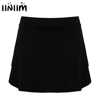 

Women Classic Dancewear Bottoms Adult Black Elastic Waist Side Slit Wrap Mini Ballet Skirt for Ballerina Practice Leotard Dress
