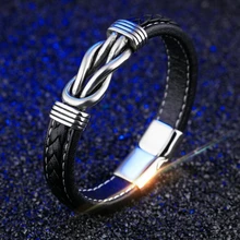 Ретро Дикий креативный мужской кожаный браслет Мужская кожа титановая сталь панк браслет с магнитной застежкой из нержавеющей стали Personalit