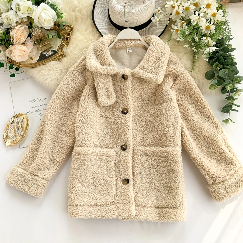 

faux fur coat female 2019 new autumn and winter warm high collar solid color simple sheepskin velvet coat fur jackets