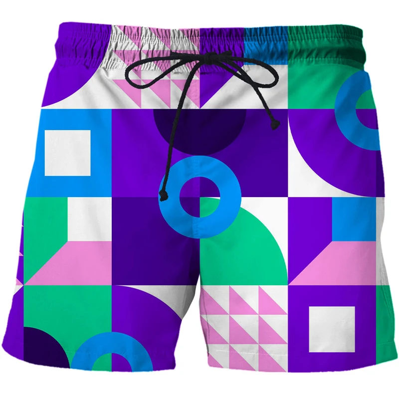 

New Geometry 3D Print Men's Beach Shorts Summer Swim Shorts Fashion Personality Men Swimming Trunks Sea Play Boy Short 2021