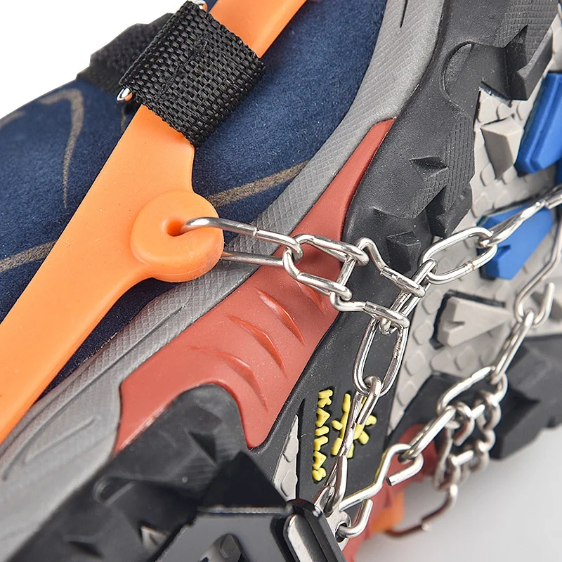 Лед бутсы кошки тяговых держатели для снега для ботинки Нескользящие 12-шипы безопасно защищает для Пеший туризм; обувь для альпинизма