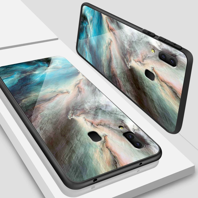 Для samsung Galaxy A10 A20 A30 A40 A50 A6S A70 A8S A80 A90 закаленное Стекло крышка J4Plus M10 M20 M30 Note9 звезда Окрашенные чехол для телефона - Цвет: W360
