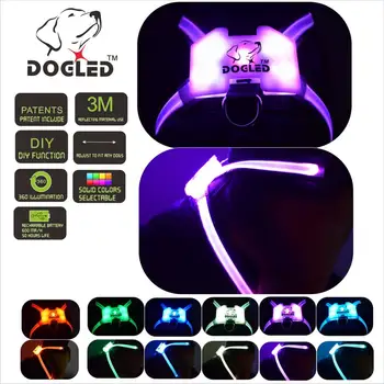 

led dog braces dog harness led dog collar dog strap mult-color