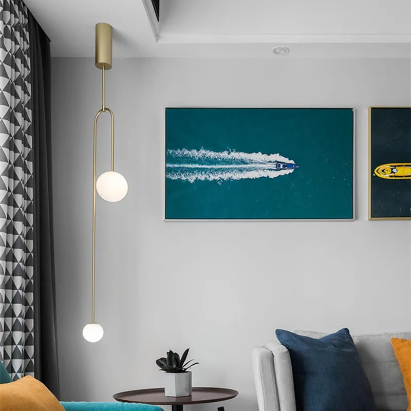 Скандинавский креативный u-образный дизайн, подвеска у кровати, светильники, минималистичный геометрический Ресторан, Бар, стекляный