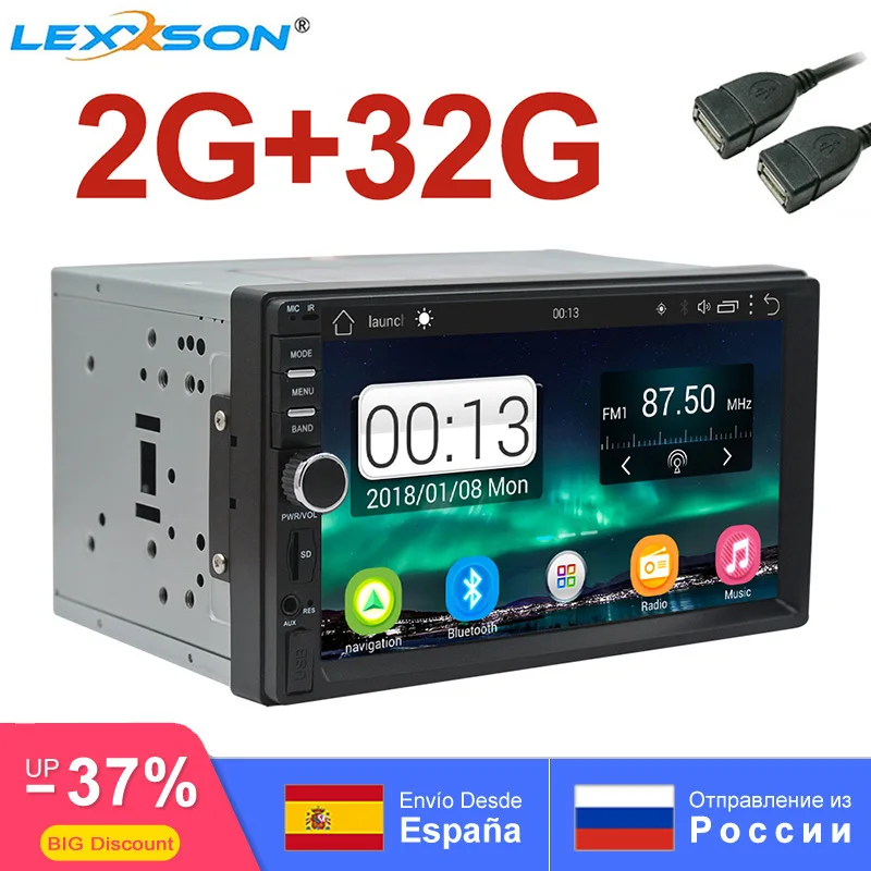 

2Din Car Stereo GPS 2G+32G Car Multimedia Player Android Bluetooth Music Audio Video WiFi FM 7" Touch 1024x600 SD USB for ISO VW