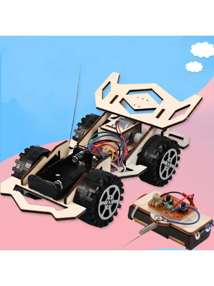 Деревянный электрический автомобиль модель блоки DIY ручной работы дети сборка
