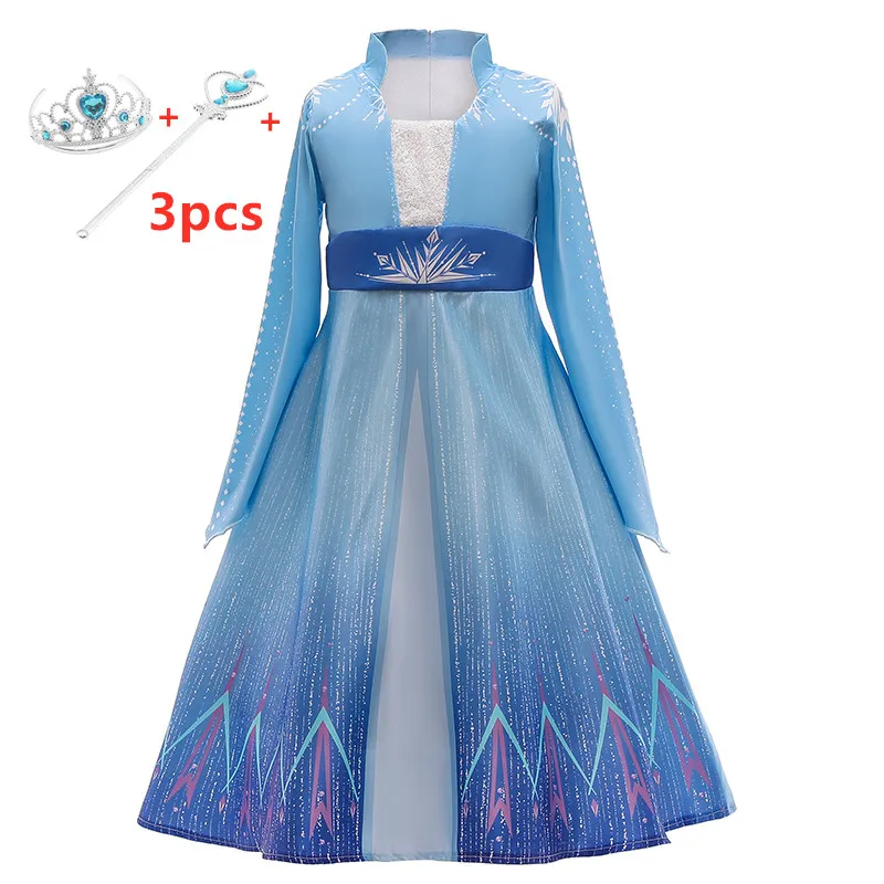 

New Snow Queen Girls Dress Princess Cosplay Fancy Ice Snow Story 2 Anna Elsa Dress for girls Baby Girl Clothes Kids vestidos